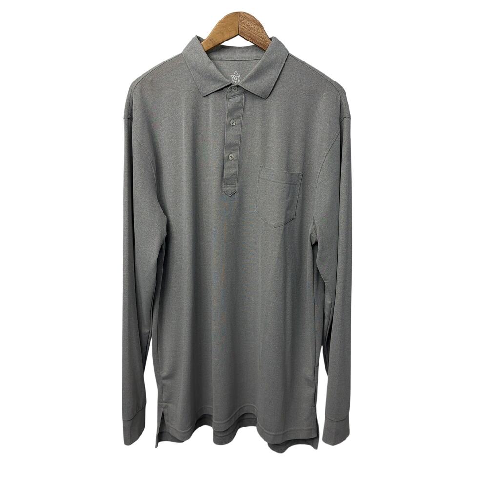 Turtleson Tour Performance Long Sleeve Polo Shirt Mens Size XL Gray Golf